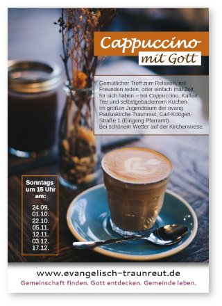Flyer Cappuccino mit Gott